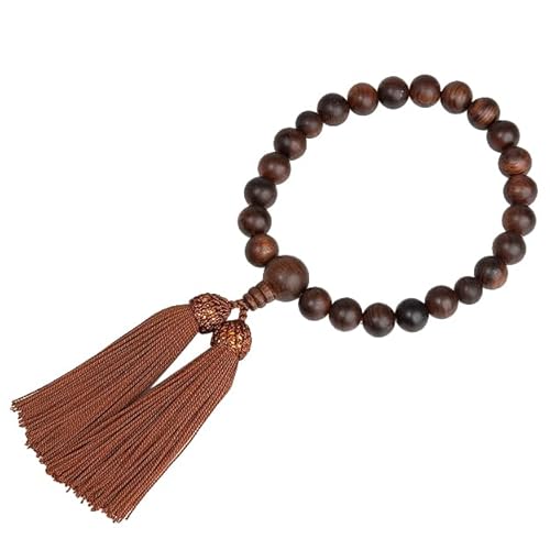 西塔屋 国産 数珠 京都職人手作り 京念珠 栴檀 艶消 22玉 頭付房 男性用 証明書付 数珠袋付 0190