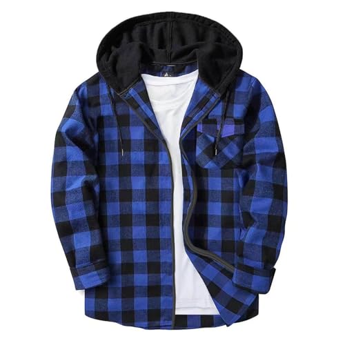 Cambkatl Vintage Flannel Shirt Jackets for Men Full Zip Plaid Hoodies Casual Stylish Long Sleeve Loose Checkered Outerwear4