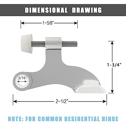 4 Pack Hinge Pin Door Stopper Satin Nickel, Adjustable Heavy Duty Hinge Pin Door Stop With White Rubber Bumper Tips, Reduce Potential Damage Prevent Striking Wall Dents In Door Trim, Easy Installation #TOP1