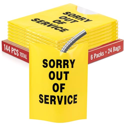 Maitys 144 Pcs Yellow Reusable Sorry out of Service Bags for Gas Station Fuel Gas Pumps Cover 9 x 11 Inch Nozzle Hood Bag 4" Nozzle Top Opening