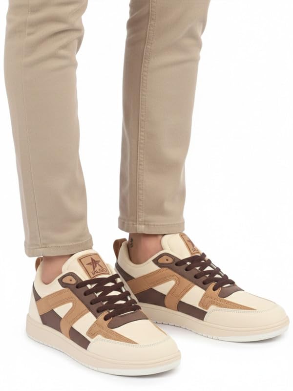 Image of FAUSTO Men Colorblocked Lace Up Sneakers | Classic Casual Shoe | Soft Cushioned Insole | Low Top Sneaker Shoes