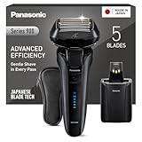 Panasonic Series 900 Premium Nass- und Trocken Rasierer ES-LV9U, 5-fach-Scherkopf mit Linearmotor und Bartdichtensensor Technologie, Pop-up Trimmer, inklusive Reinigungs- und Ladestation, schwarz