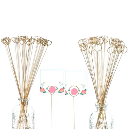 SHENLIU Lot de 80 porte-photos en métal en forme de cœur - Porte-numéro de table floral -...