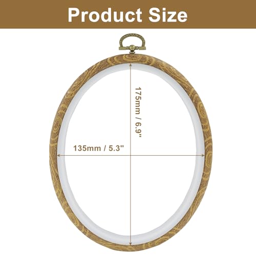 Image of Marvexi 5Pcs Oval Embroidery Hoops 5.3 inchx6.9 inch Vintage Cute Faux Wood