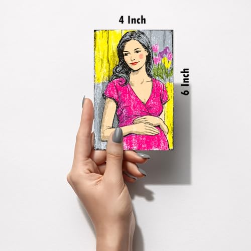 Image of SiddArtify Pregnant Woman Wall Art Poster Print Set - Retro Style Decor for Living Room Bedroom Office - Set of 2-4x6 Inch - Board (Pack of 6) - Sticker (Pack of 6)