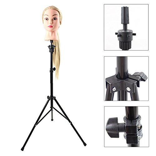 Yosoo Adjustable Steel Tripod Stand Holder for Hair Salon Cosmetology Mannequin Manikin Training Head Long Hair Models Practice Hairdressing with Carry Bag Lightweight Durable