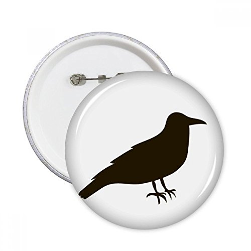 Badge corneille noire DIYthinker épinglette ronde déco vêtement 5pcs S