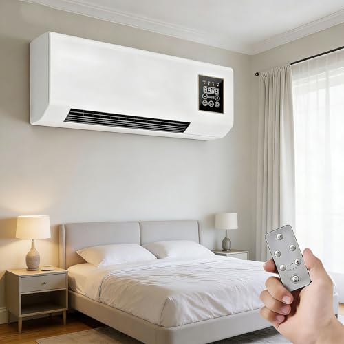 Portable Wall Air Conditioner Fan 2 In 1 Wall Mounted Heating System, Quiet Ac Fan Heater Combo Unit for Living Room Bedroom Office, Smart Air Conditioner with Remote Control(White)