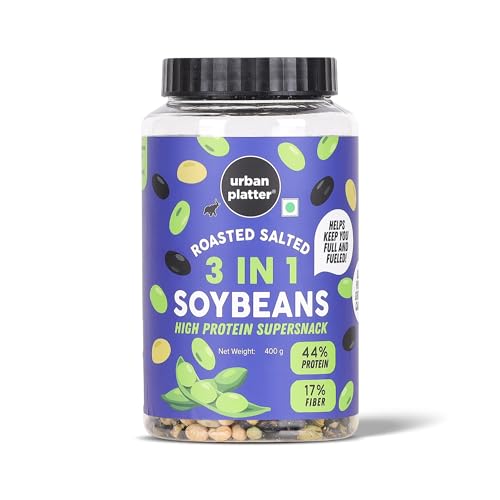 Image of Urban Platter Roasted Salted 3-in-1 Soybean, 400g (44% Protein, 17% Fiber, Lightly Salted Green Edamame, Black & White Soybeans, Highest Plant Protein Supersnack)