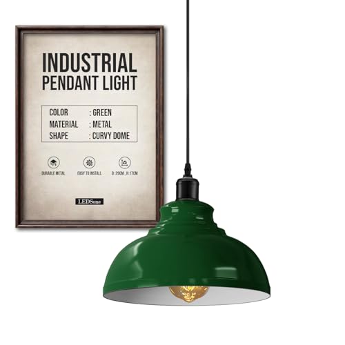 LEDSone Industriel Suspension Luminaire Rétro Lustre Plafonnier Vintage Lampe Éclairage de Plafond Abat-jour en Métal pour Restaurant Salon Chambre Cuisine...