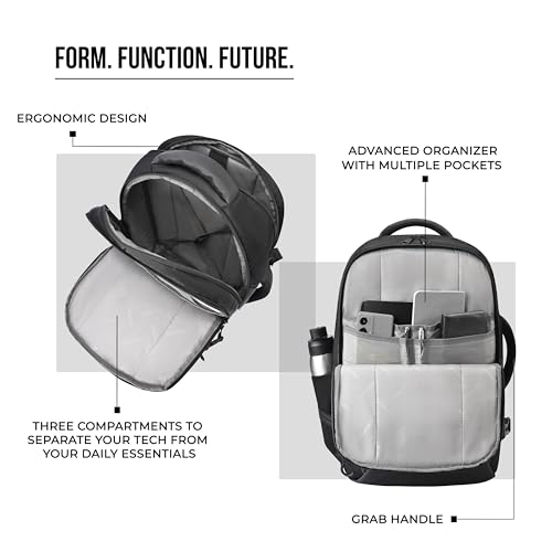 Image of Gear Turbo 4 19 inch /40L Large Water Resistant Anti Theft Faux Leather Laptop Backpack with Raincover | Casual Backpack | Daypack | Travel Backpack | College Bag For Men /Women(Black - Black)