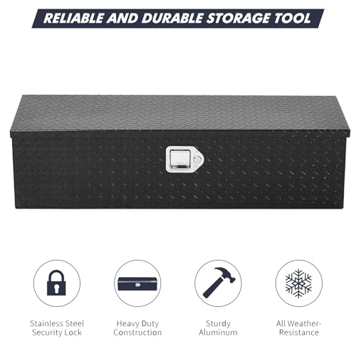 39 Inch Heavy Duty Aluminum Truck Tool Box with Side Handle,Keys,Waterproof Storage Organizer for Pickup Truck Bed, RV,Trailer-Durable Toolbox for Truck Bed,Secure Tool Chest and Equipment Storage