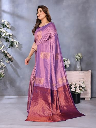 Image of Sidhidata Women's Soft Banarasi Silk Floral Zari Woven Design Saree With Unstitched Blouse Piece