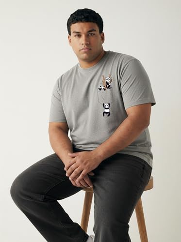 Image of Toodlegram Men's Plus Size Graphic Printed Cotton T-Shirt Casual Round Neck Regular Fit