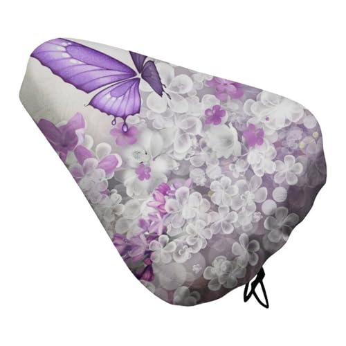 蝶の花紫の柄 自転車サドルカバー 自転車カバー 撥水 サドルカバー 自転車用 着脱簡単 伸縮性 日焼け防止 通勤 通学