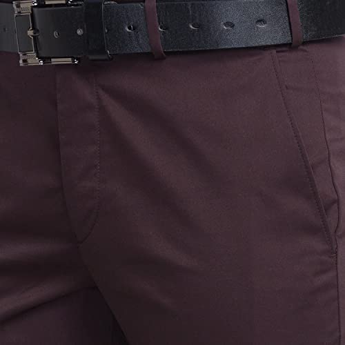 Image of Park Avenue Men's Pure Cotton Solid Pattern Super Slim Fit Flat Front Formal Chinos