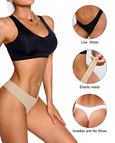 Image of DEANGELMON Seamless Thongs for Women No Show Thong Underwear Women Comfortable Multiple Pack