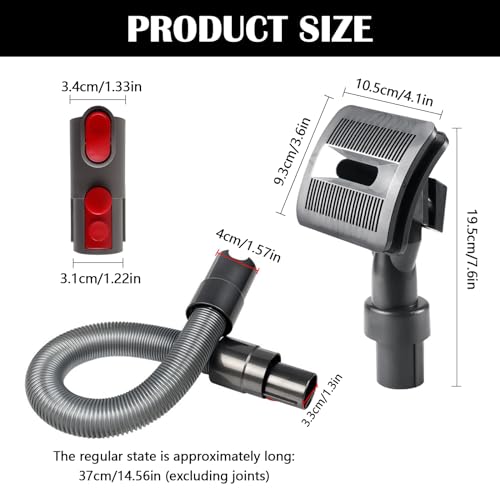 Hundebürste für Dyson V15 V12 V11 V10 V8 V7, Staubsauger Zubehör für Dyson Tierhaarbürste für Dyson Staubsauger Hund Tierhaarbürste Aufsatz mit Verlängerungsschlauch und Adapter Schalter