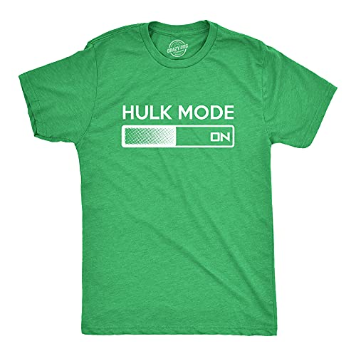 Hulk Mode On T Shirt Funny Graphic Gym Workout Top Sarcastic Saying Adult Humor Funny T Shirts Nerd Apparel for Men Cool Movie Short Sleeve Novelty Tees Green - XXL