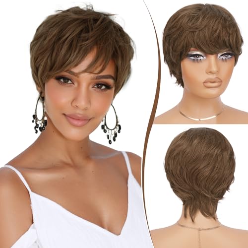 RUWISS Pixie Cut Human Hair Wig – Short Wigs for