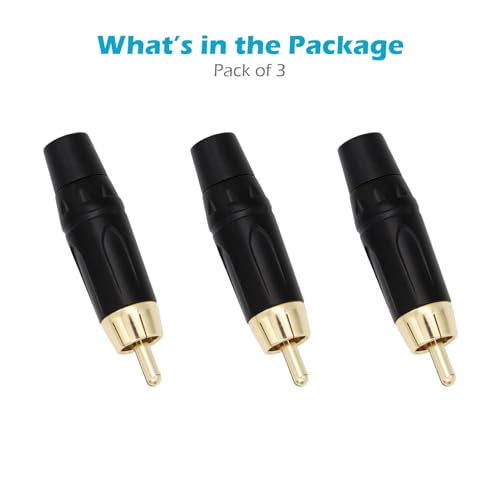 Fancasee 3-Pack RCA Male Plug Solder Adapter Jack DIY Audio Video Cable Repair Connector for Speaker Amplifier Audio Video AV Receiver TV Subwoofer - Thumbnail 4