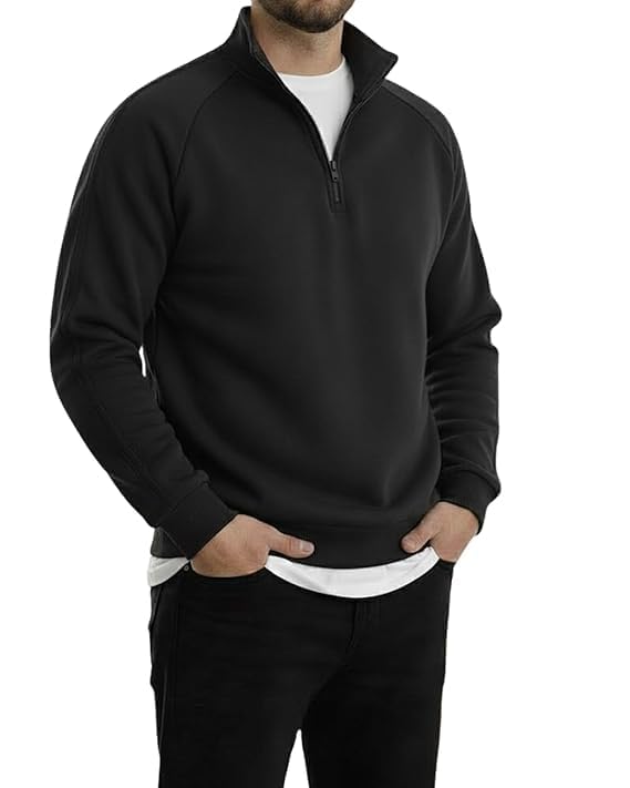 akar Men’s Quarter Zip Pullover Sweater with Contrast Stripe, Long Sleeve Athletic Casual Sweatshirt for Winter Wear Casual Winter Performance Top-picture-49