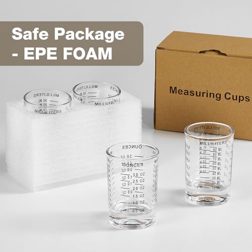 Hlukana 2 Pack Shot Glass Measuring Cup, 3 Ounce Heavy Base Jigger, Espresso Shot Glass, Liquid Glass Cup, Round Shot Glasses thumb #4
