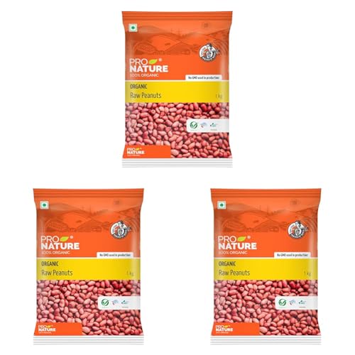 Image of Pro Nature 100% Organic Raw Peanuts- 1kg | Premium Moongfali | Unpolished & Naturally Processed Peanut | High Protien & Fiber (Pack of 3)