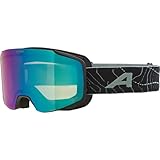 ALPINA TAOS Q-LITE - verspiegelte, kontrastverstärkende Skibrille mit 100% UV-Schutz, für Erwachsene, black-willow-green matt, M