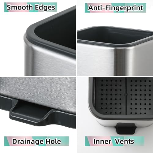 Image of LIBODOUR Kitchen Utensil Holder For Countertop Organizer Stainless Steel Kitchen Storage Utensil Silverware Organizer Caddy Small Capacity Flatware Spoon Spatula