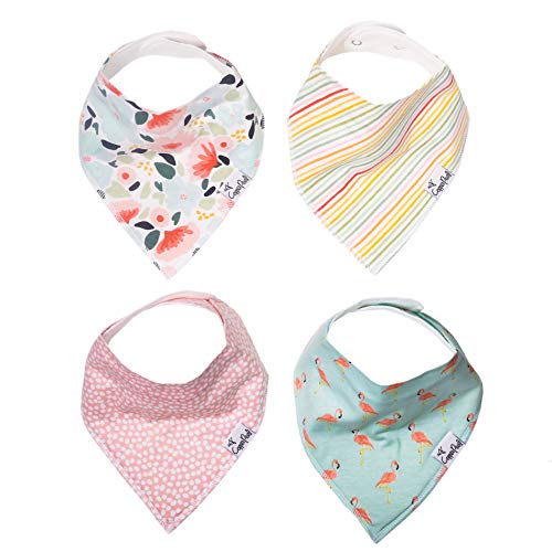 Baby Bandana Drool Bibs for Drooling and Teething 4 Pack Gift Set â€œLeilaniâ€ by Copper Pearl