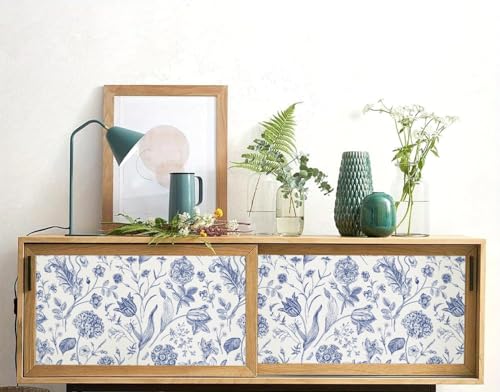 Image of Peel and Stick Wallpaper Floral Butterfly Flowers Leaves Vinatge Pattern Design Tropical Wallpaper Contact Paper Botanical Wallpaper Removable Wall DecorVinyl Self Adhesive 16.5By87INCH