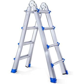 TREPPE Gelenkleiter faltbar teleskopisch multifunktional Aluminium 4 x 4 Stufen 398 m