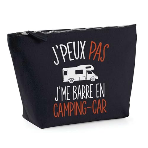 Planetee - Trousse Noir Camping Car J'peux Pas | Pochette Toilette Maquillage Idée Sac Cadeau