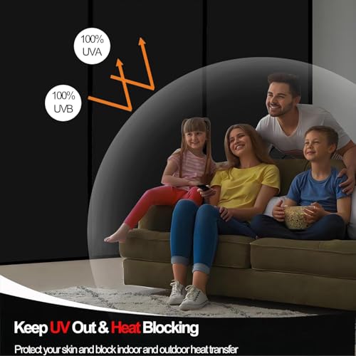 Image of CREON Total Blackout Window Film Privacy, 100% UV Blocking (12 x 36 Inch) Inches Dark Window for Home Decorative Heat Control Window Film