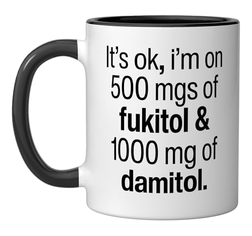 Taza de cerámica con frase humorística, 11 oz, negro/blanco miniatura 1