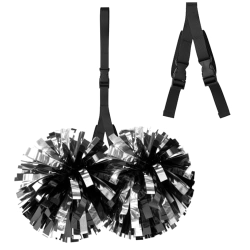 DEEKA Pom Pom Holder Carrier for Backpack Adjustable Cheer Bag Tags Accessories Cheerleader Team Essentials Tags (Black)