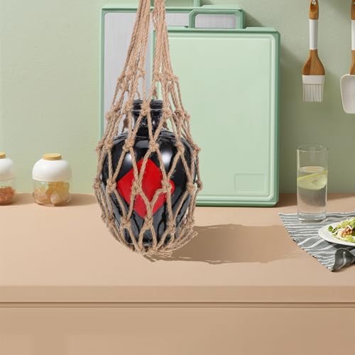 SHINEOFI Porta Botellas de Vino de Macramé de Cuerda de Yute, Red de Malla Agujeros Pequeños para Jarras de 5 Litros, Bolsa de Embalaje Resistente y Adaptable para Transporte - imagen 7