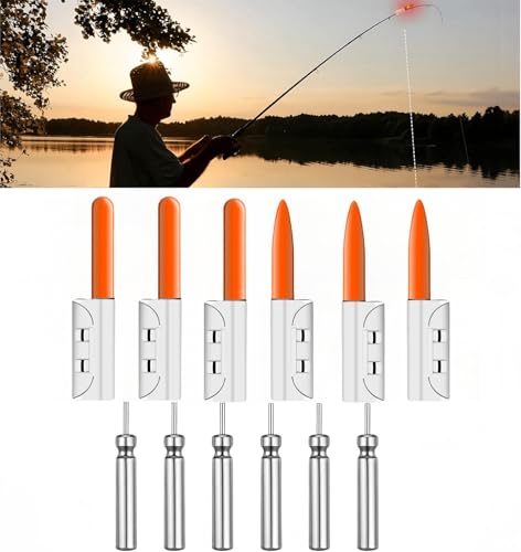 Paquete de 6 Piezas de Pesca con Varilla Luminosa Roja, Pesca con Varilla Luminosa a Prueba de Agua, Hebilla de Varilla Luminosa LED, Pesca con Varilla Luminosa, Pesca Nocturna o Pesca en el mar