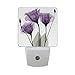 Plug-in LED Night Light Lamp with Light Sensor, Lavender Hope Flowers Daylight White, Purple, 2-pack