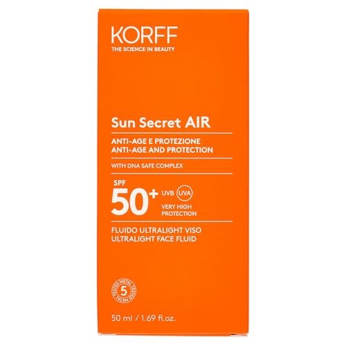 Korff Sun Secret Air Fluid Ultralight Face SPF50 nawilżający i przeciwstarzeniowy, ultralekka tekstura, bardzo wysoka ochrona, 50 ml