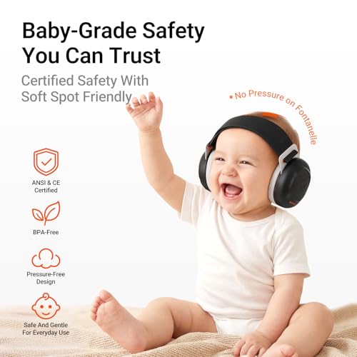 Image of MAMAZING Baby Ear Muffs for 3-48 Months, 25dB Noise Cancelling Headphones | Soft & Adjustable Baby Hearing Protection for Airplane Travel, Party and Fireworks, Newborns to Toddlers, CE & ANSI Certified
