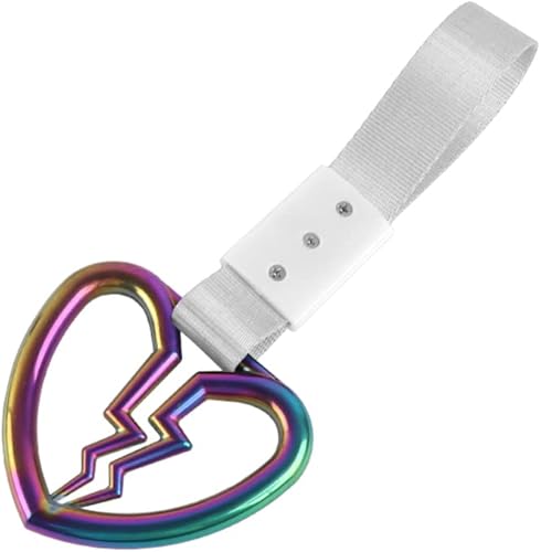 Miniatura 24 de Q1-TECH, JDM Tsurikawa Anillo japonés de metro, tren, autobús, mango de corazón roto, correa de mano, anillos de advertencia para parachoques