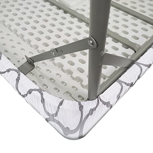 Newisher Square Fitted Table Cover Gray Pattern Cocktail Topper Spandex Stretchable Table Top Tablecloth 34 X 34 Inch #TOP6