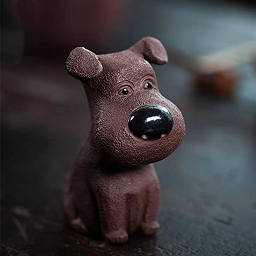 Statue de chien argile violette faite à la main pour bureau d'exception