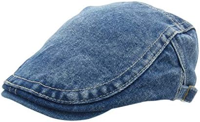 Leucos Ticte Mens Denim Cotton Newsboy Cap Gatsby Driving Hunting Outdoor Travel Cabbie Hats Blue