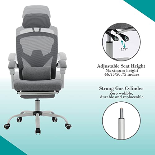 Ergonomic Office Chair, Reclining High Back Mesh Chair, Computer Desk Chair, Swivel Rolling Home Task Chair With Lumbar Support Pillow, Adjustable Headrest, Retractable Footrest And Padded Armrests #TOP7