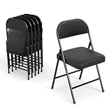 Real Relax 6 Pack Folding Chairs with Padded Seat, Dark Black