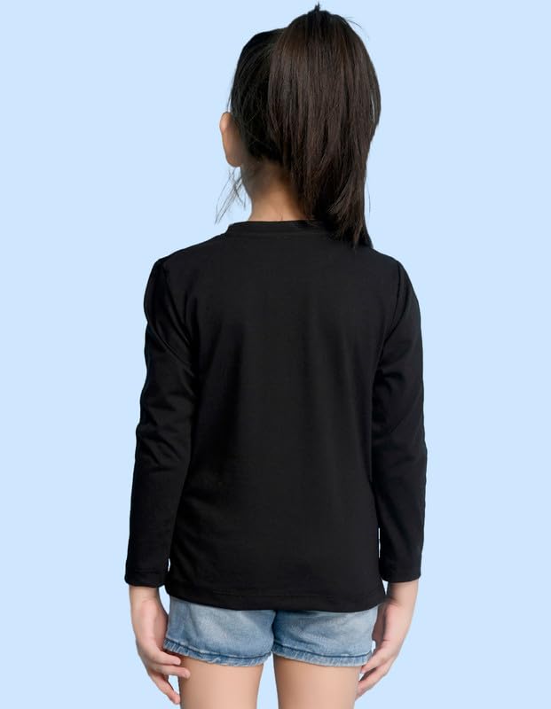 Image of Nusyl Girls Full Sleeves T-Shirt for Kids | Cute Printed Casual Wear | Soft Cotton Blend | Comfortable Regular Fit | 2-16 Years | Multiple Colors