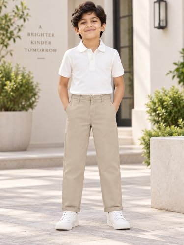 Image of KiddoPanti Boys 100% Cotton Twill Chinos Pant | Comfortable Regular Fit | 2 Side Pocket, 2 Back Pocket | Ankle Length | Back Elasticated Waistband with Button Zip Open Fly